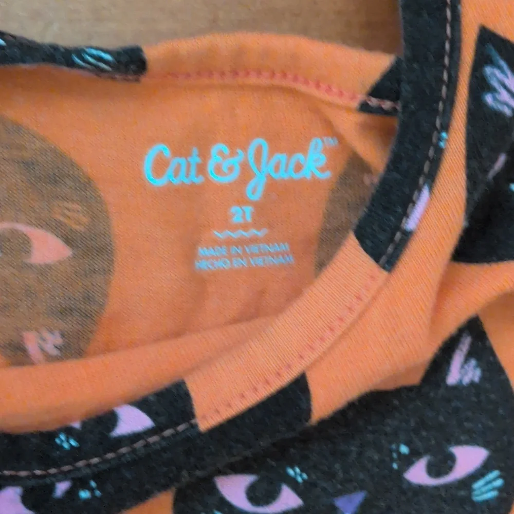 Cat & Jack Orange Dress with Black Cat Design Sz 2T - Picture 2 of 4